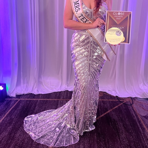 Sherri Hill Black and Gold Dress with Leopard Print - Picture 3 of 4